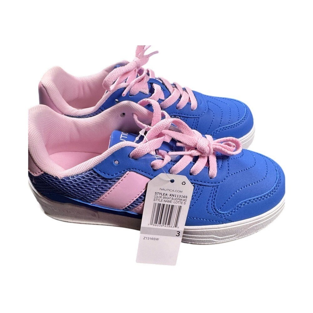 Nautica‎ Lotte S Sneakers Kids Girls Size 3 Blue Pink New With Tags